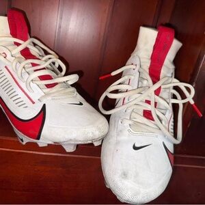 Nike Red and White Football Cleats